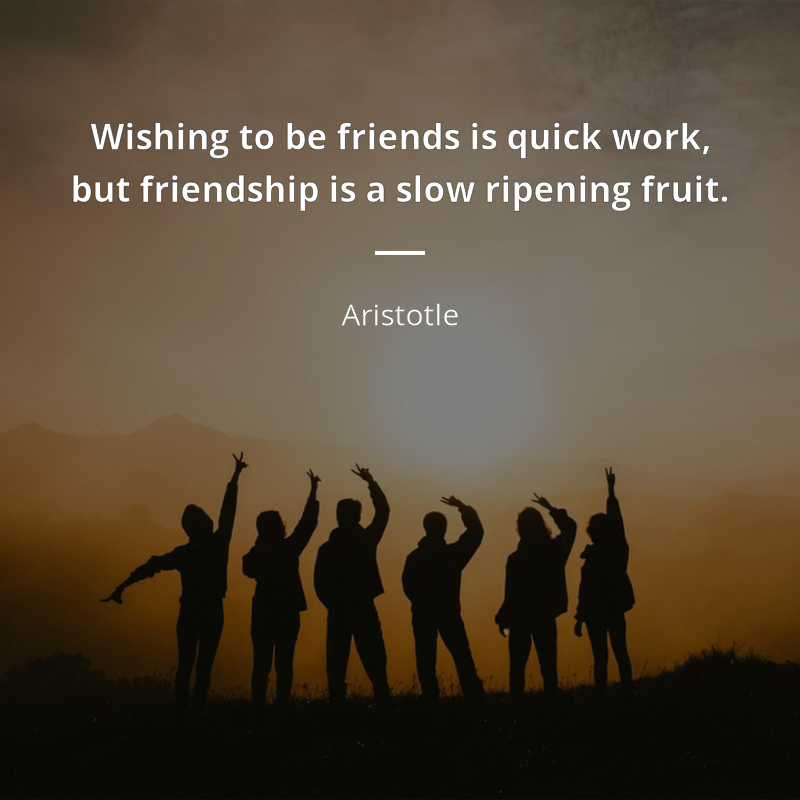 Aristotle cytat: “Wishing to be friends is quick work, but friendship is a slow ripening fruit.”