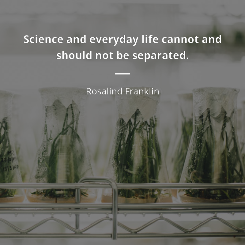 Rosalind Franklin cytat: “Science and everyday life cannot and should not be separated.”