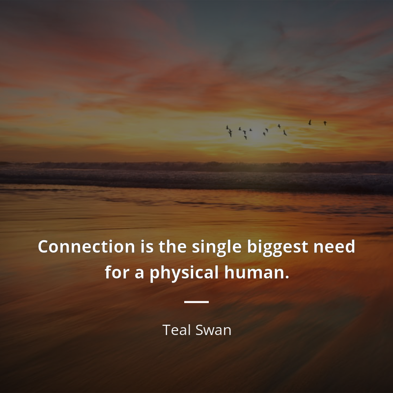 Teal Swan cytat: “Connection is the single biggest need for a physical human.”