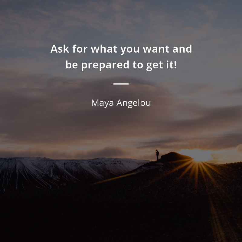 Maya Angelou cytat: “Ask for what you want and be prepared to get it!”