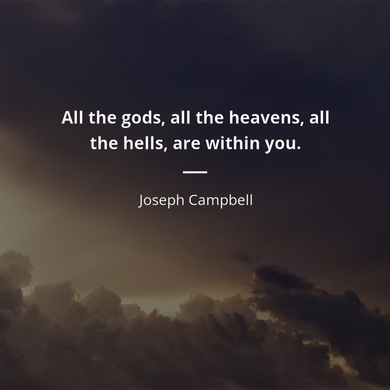 Joseph Campbell cytat: “All the gods, all the heavens, all the hells, are within you.”