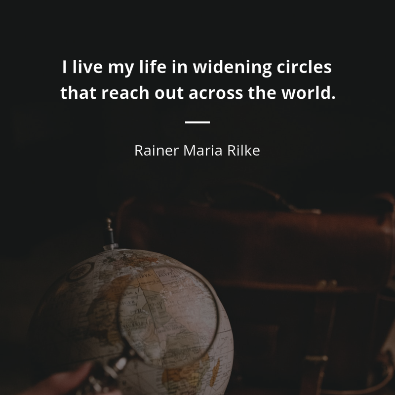 Rainer Maria Rilke cytat: “I live my life in widening circles that reach out across the world.”